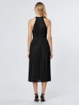 Glittery Sleeveless A-Line Midi Dress – Black