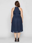Plus-Size Glittery Halter Neck Dress – Navy Blue