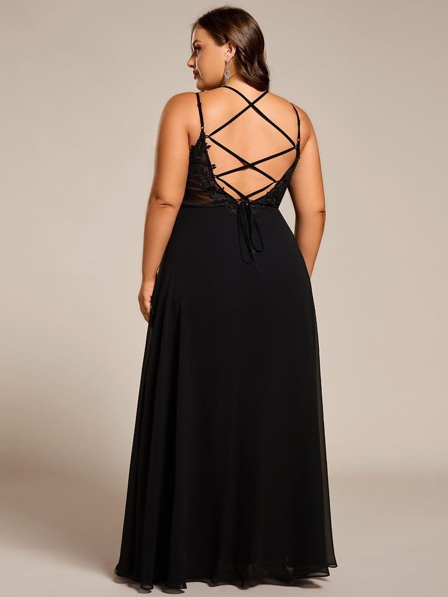 Convertible Chiffon Lace Open Back Spaghetti Straps Bridesmaid Dress - Black Convertible Chiffon Lace Open Back Spaghetti Straps Bridesmaid Dress - Black