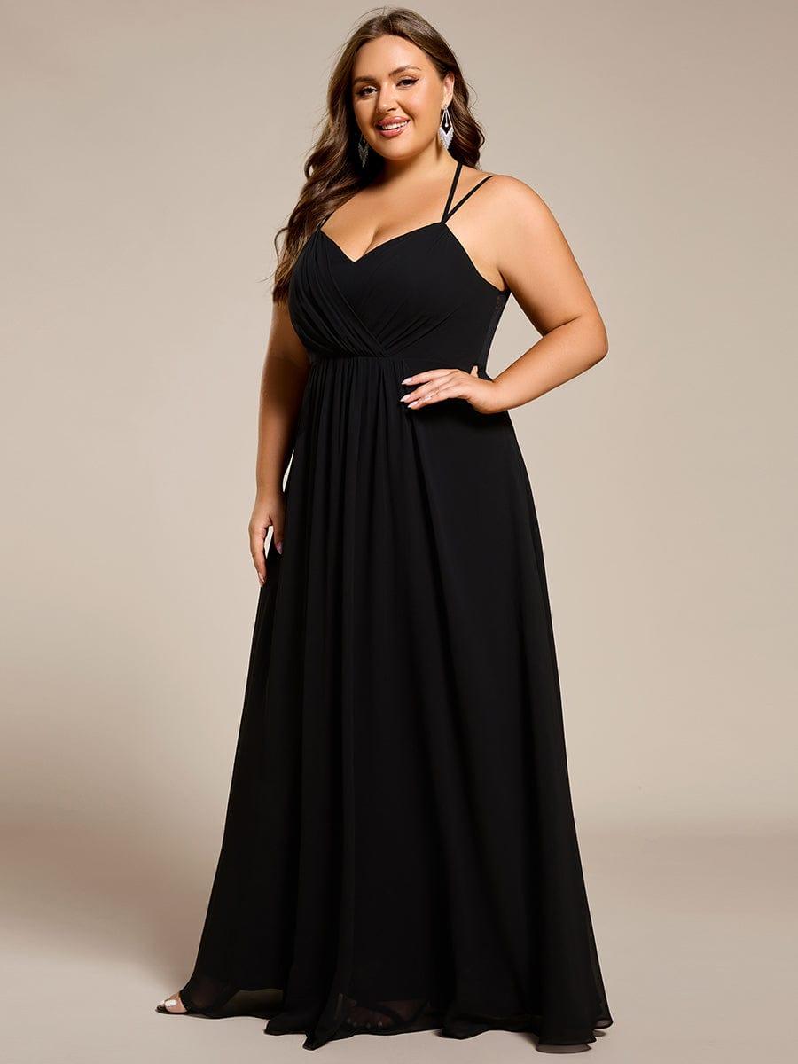 Convertible Chiffon Lace Open Back Spaghetti Straps Bridesmaid Dress - Black Convertible Chiffon Lace Open Back Spaghetti Straps Bridesmaid Dress - Black