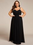 Convertible Chiffon Lace Open Back Spaghetti Straps Bridesmaid Dress – Black