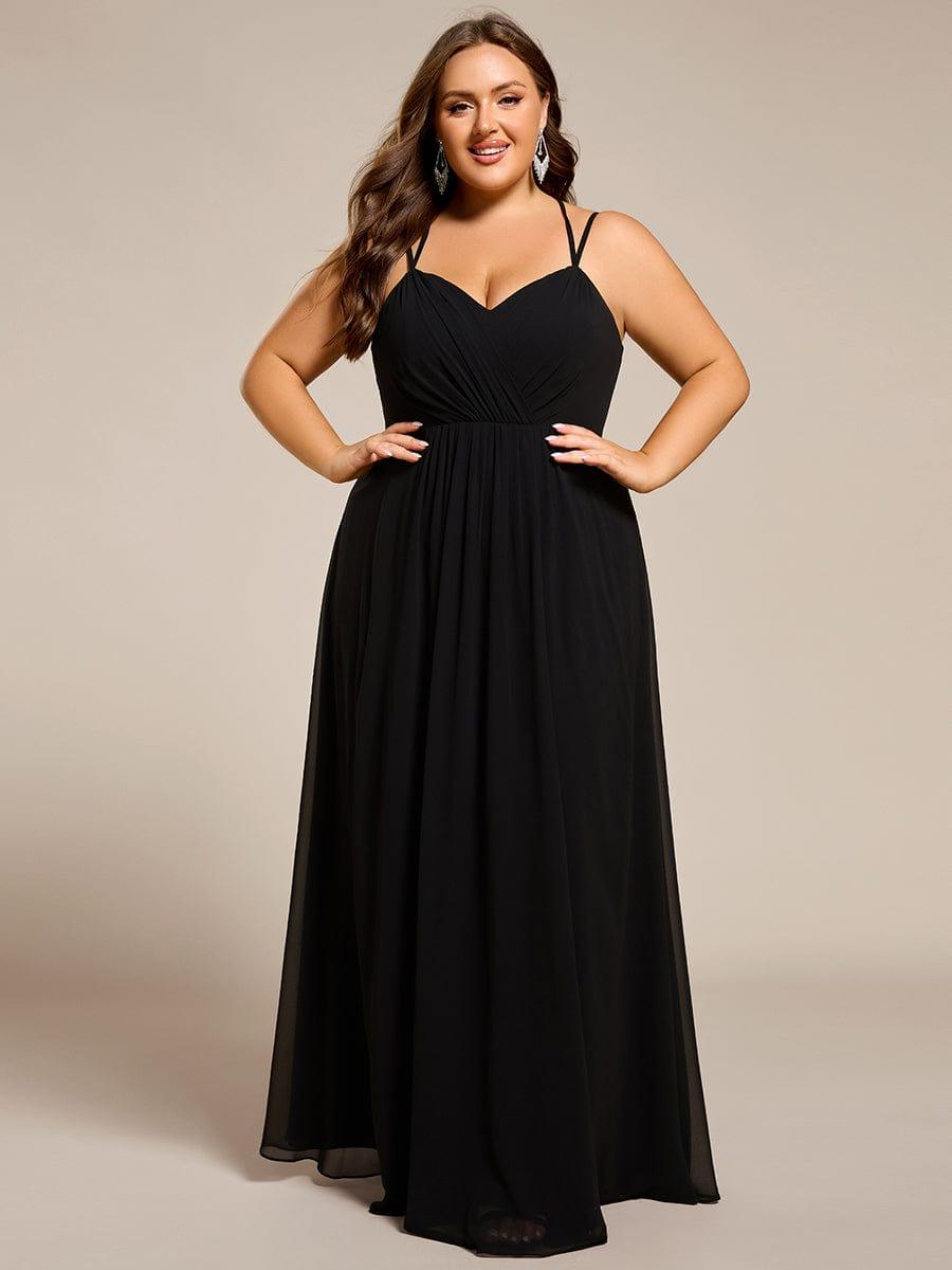 Convertible Chiffon Lace Open Back Spaghetti Straps Bridesmaid Dress - Black Convertible Chiffon Lace Open Back Spaghetti Straps Bridesmaid Dress - Black