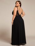 Convertible Chiffon Lace Open Back Spaghetti Straps Bridesmaid Dress – Black