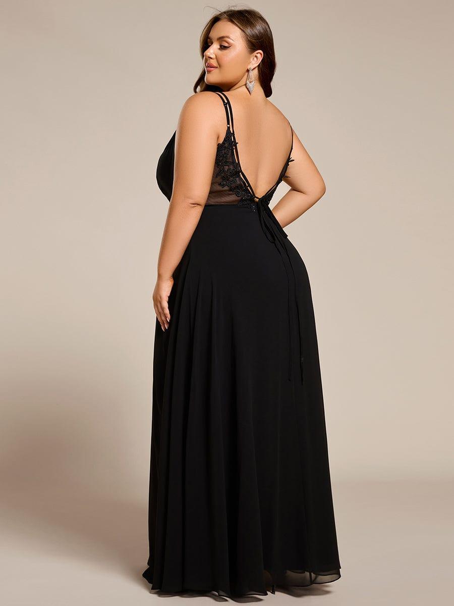 Convertible Chiffon Lace Open Back Spaghetti Straps Bridesmaid Dress - Black Convertible Chiffon Lace Open Back Spaghetti Straps Bridesmaid Dress - Black