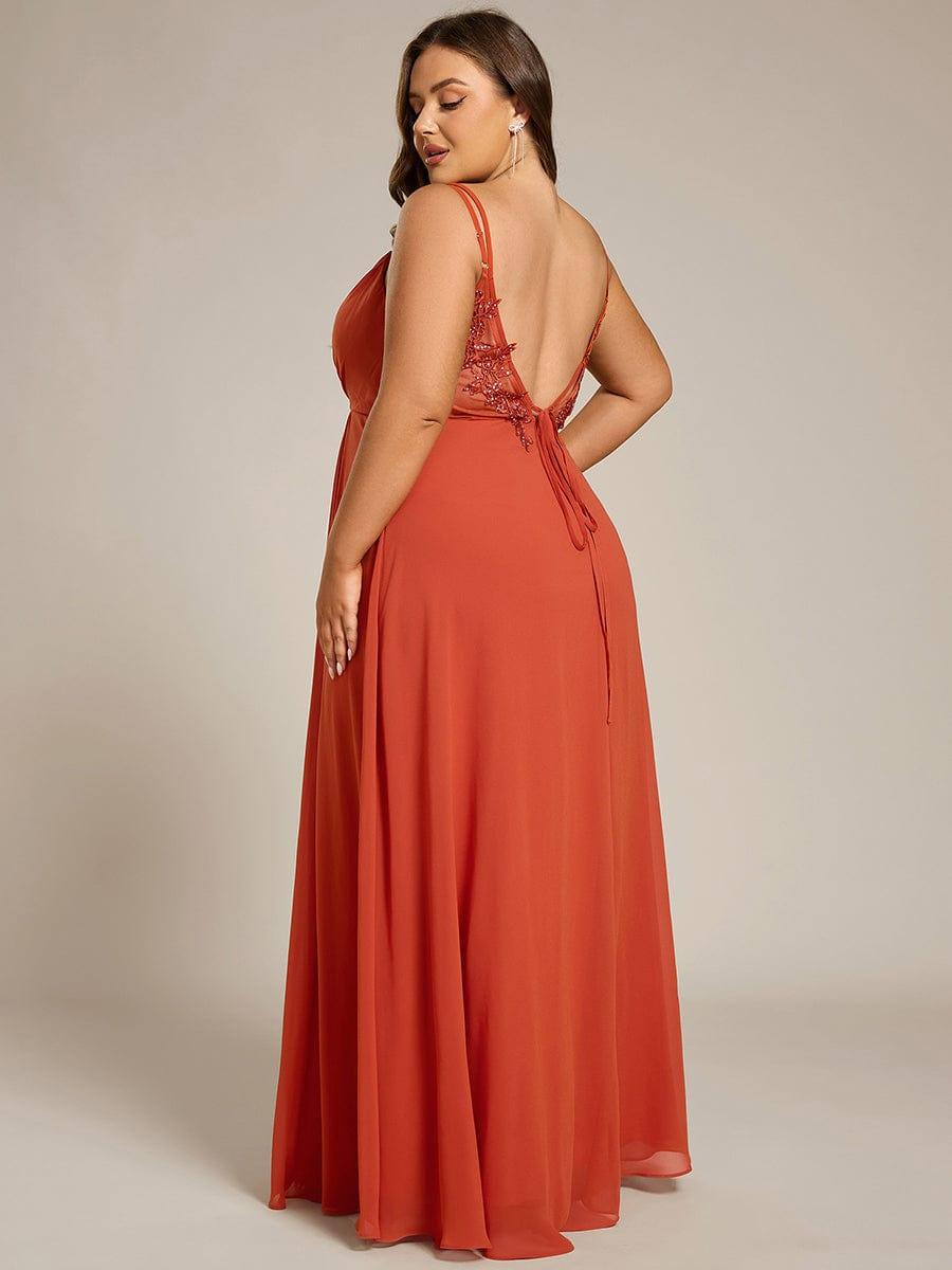 Convertible Chiffon Lace Open Back Spaghetti Straps Bridesmaid Dress - Burnt Orange Convertible Chiffon Lace Open Back Spaghetti Straps Bridesmaid Dress - Burnt Orange