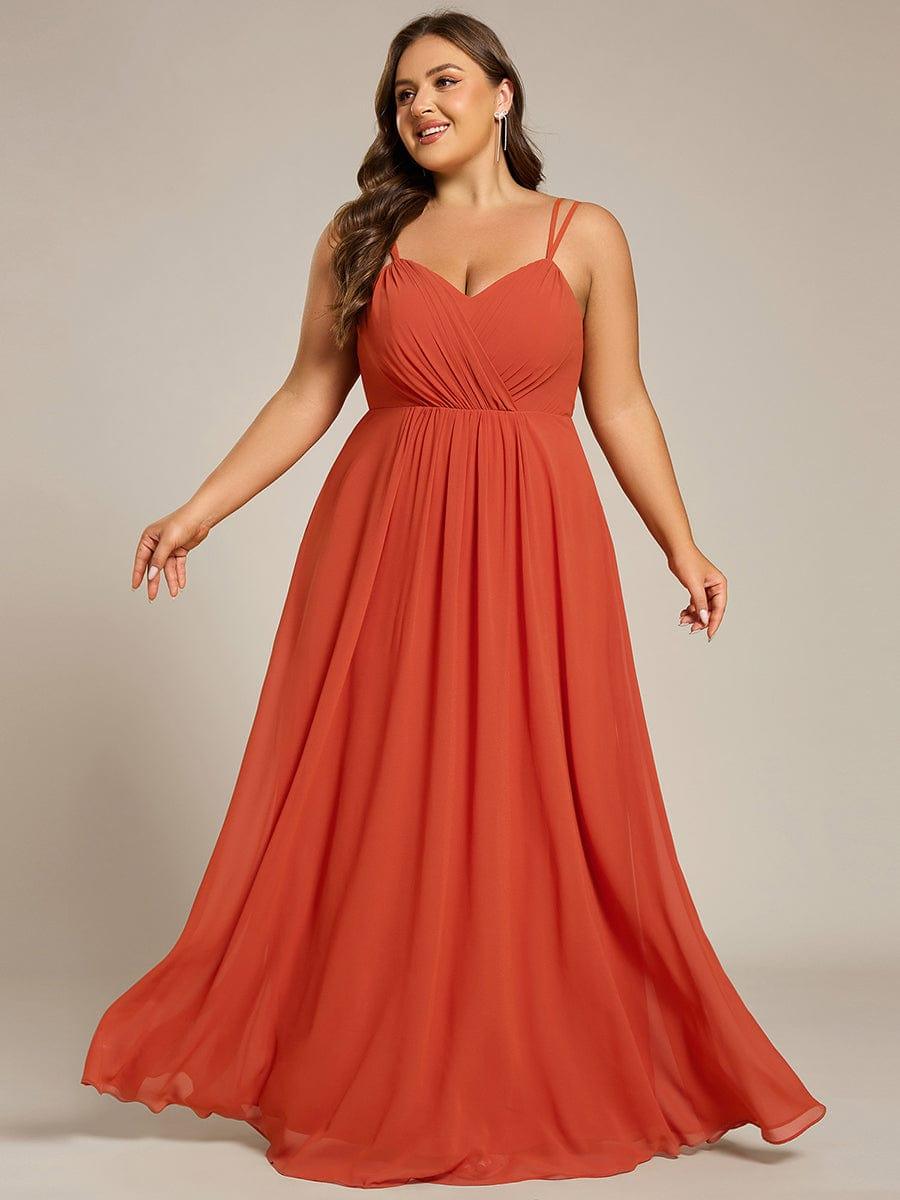 Convertible Chiffon Lace Open Back Spaghetti Straps Bridesmaid Dress - Burnt Orange Convertible Chiffon Lace Open Back Spaghetti Straps Bridesmaid Dress - Burnt Orange