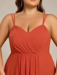 Convertible Chiffon Lace Open Back Spaghetti Straps Bridesmaid Dress – Burnt Orange
