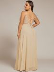 Convertible Chiffon Lace Open Back Spaghetti Straps Bridesmaid Dress – Champagne