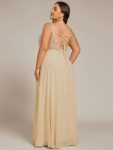 Convertible Chiffon Lace Open Back Spaghetti Straps Bridesmaid Dress – Champagne