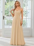 Convertible Chiffon Lace Open Back Spaghetti Straps Bridesmaid Dress – Champagne