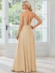 Convertible Chiffon Lace Open Back Spaghetti Straps Bridesmaid Dress – Champagne