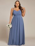 Convertible Chiffon Lace Open Back Spaghetti Straps Bridesmaid Dress – Dusty Blue