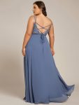 Convertible Chiffon Lace Open Back Spaghetti Straps Bridesmaid Dress – Dusty Blue