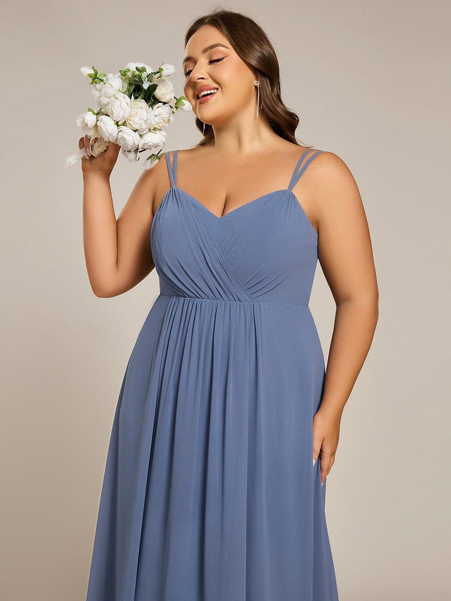 Convertible Chiffon Lace Open Back Spaghetti Straps Bridesmaid Dress - Dusty Blue Convertible Chiffon Lace Open Back Spaghetti Straps Bridesmaid Dress - Dusty Blue