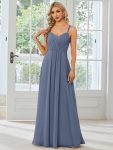 Convertible Chiffon Lace Open Back Spaghetti Straps Bridesmaid Dress – Dusty Blue