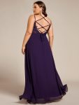 Convertible Chiffon Lace Open Back Spaghetti Straps Bridesmaid Dress – Dark Purple