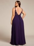 Convertible Chiffon Lace Open Back Spaghetti Straps Bridesmaid Dress – Dark Purple