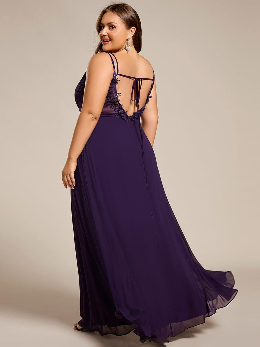 Convertible Chiffon Lace Open Back Spaghetti Straps Bridesmaid Dress - Dark Purple Convertible Chiffon Lace Open Back Spaghetti Straps Bridesmaid Dress - Dark Purple