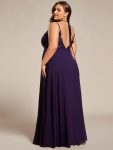 Convertible Chiffon Lace Open Back Spaghetti Straps Bridesmaid Dress – Dark Purple