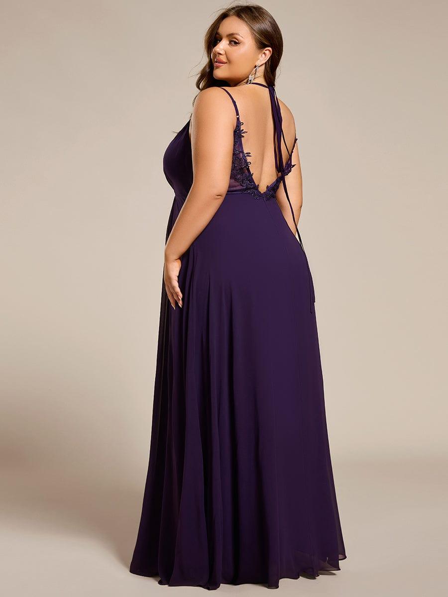 Convertible Chiffon Lace Open Back Spaghetti Straps Bridesmaid Dress - Dark Purple Convertible Chiffon Lace Open Back Spaghetti Straps Bridesmaid Dress - Dark Purple