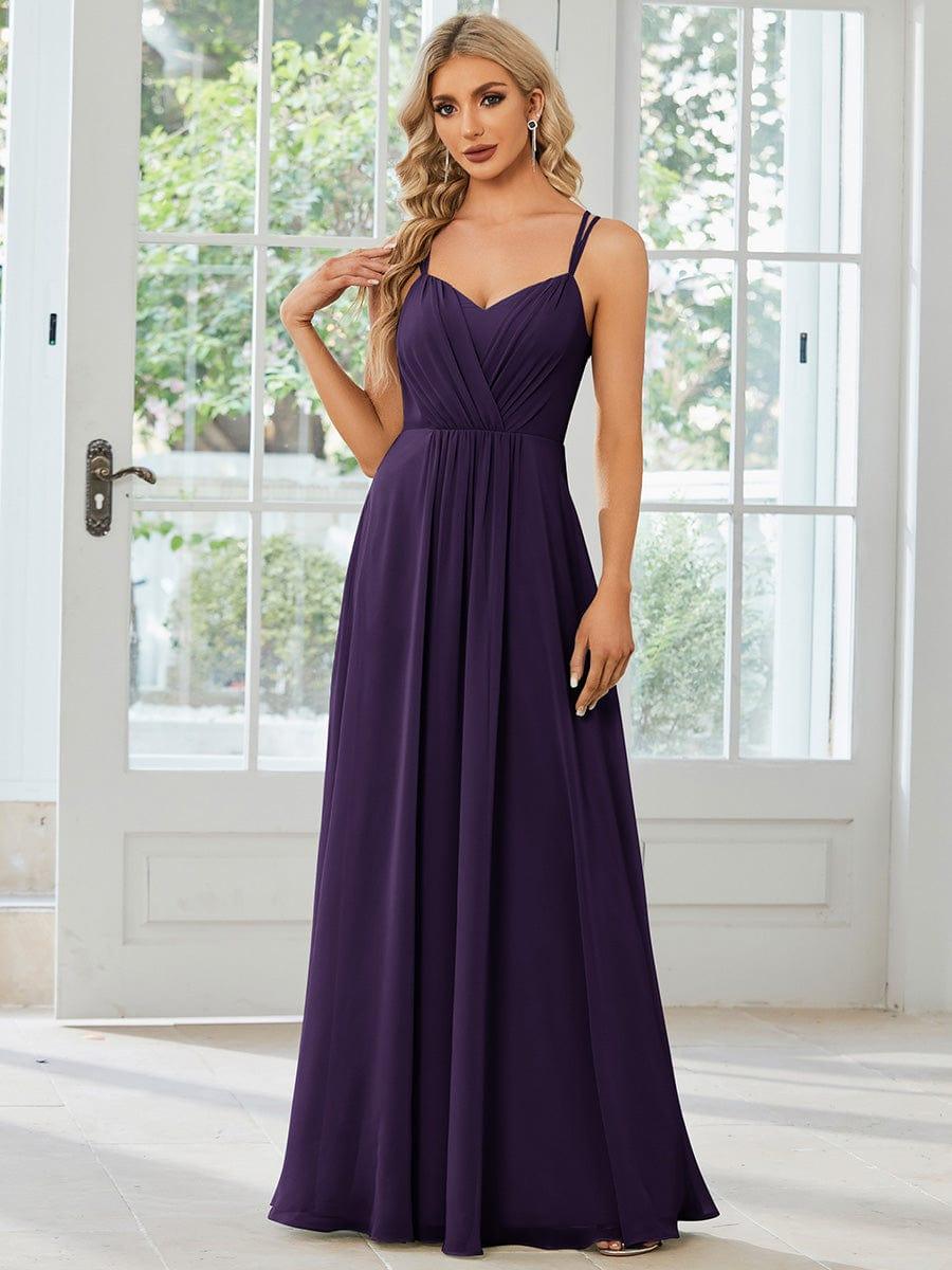 Convertible Chiffon Lace Open Back Spaghetti Straps Bridesmaid Dress - Dark Purple Convertible Chiffon Lace Open Back Spaghetti Straps Bridesmaid Dress - Dark Purple