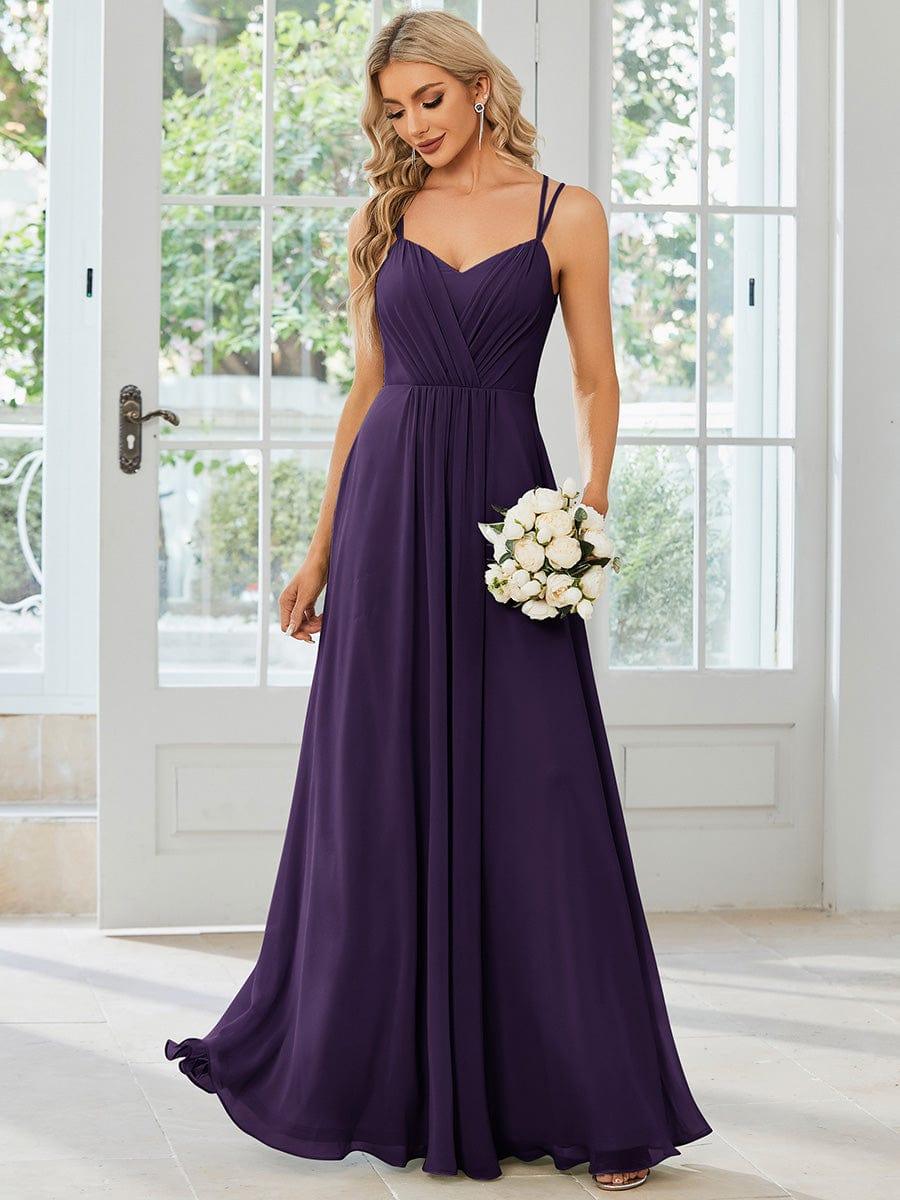 Convertible Chiffon Lace Open Back Spaghetti Straps Bridesmaid Dress - Dark Purple Convertible Chiffon Lace Open Back Spaghetti Straps Bridesmaid Dress - Dark Purple