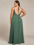 Convertible Chiffon Lace Open Back Spaghetti Straps Bridesmaid Dress – Eucalyptus
