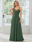 Convertible Chiffon Lace Open Back Spaghetti Straps Bridesmaid Dress - Eucalyptus