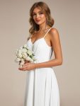 Convertible Chiffon Lace Open Back Spaghetti Straps Bridesmaid Dress – White