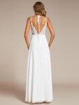 Convertible Chiffon Lace Open Back Spaghetti Straps Bridesmaid Dress – White