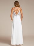 Convertible Chiffon Lace Open Back Spaghetti Straps Bridesmaid Dress – White