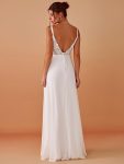 Convertible Chiffon Lace Open Back Spaghetti Straps Bridesmaid Dress – White