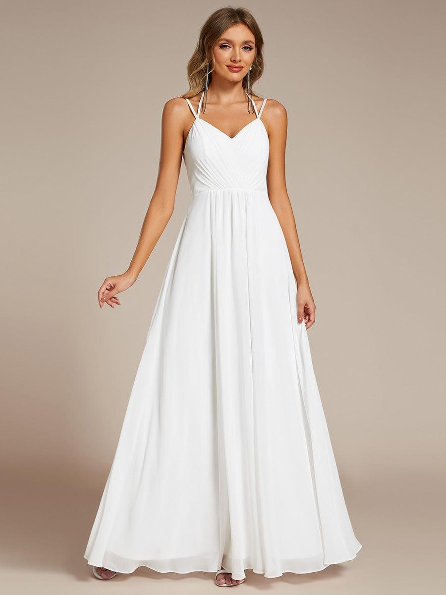 Convertible Chiffon Lace Open Back Spaghetti Straps Bridesmaid Dress - White Convertible Chiffon Lace Open Back Spaghetti Straps Bridesmaid Dress - White