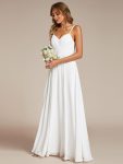 Convertible Chiffon Lace Open Back Spaghetti Straps Bridesmaid Dress – White