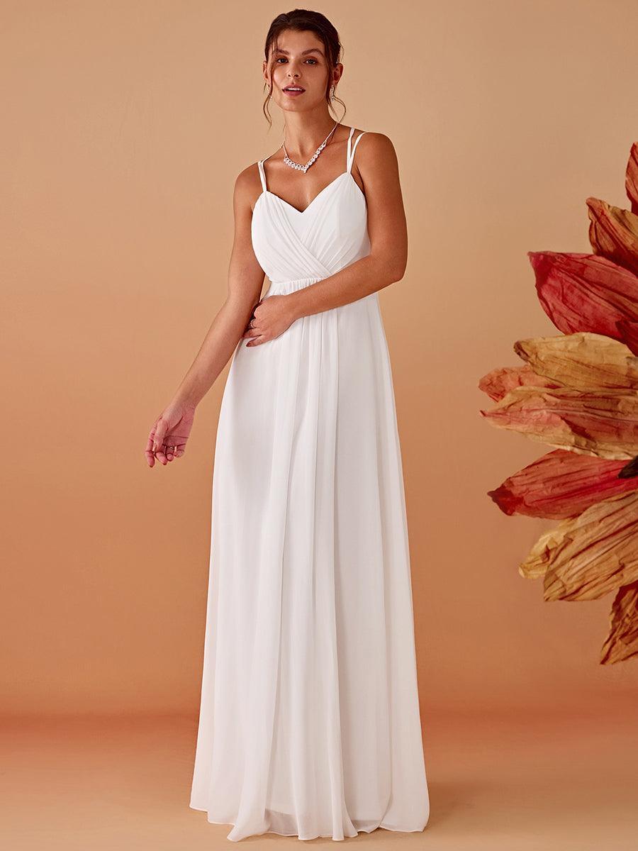 Convertible Chiffon Lace Open Back Spaghetti Straps Bridesmaid Dress - White Convertible Chiffon Lace Open Back Spaghetti Straps Bridesmaid Dress - White