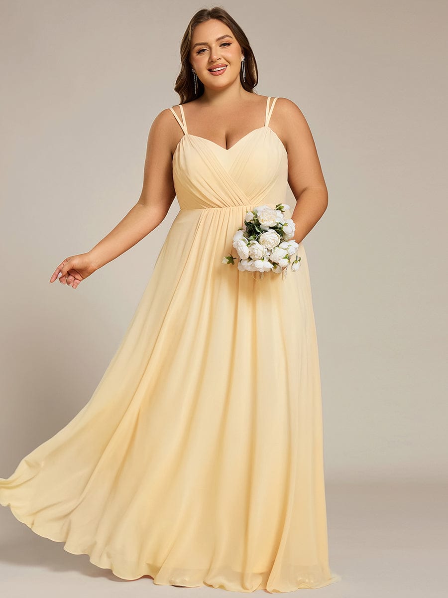 Convertible Chiffon Lace Open Back Spaghetti Straps Bridesmaid Dress - Yellow Convertible Chiffon Lace Open Back Spaghetti Straps Bridesmaid Dress - Yellow