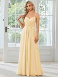 Convertible Chiffon Lace Open Back Spaghetti Straps Bridesmaid Dress - Yellow