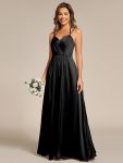 Sleeveless Backless Lace-Up  A-Line Satin Bridesmaid Dress – Black