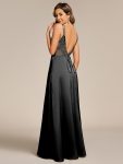 Sleeveless Backless Lace-Up A-Line Satin Bridesmaid Dress - Black
