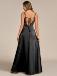 Sleeveless Backless Lace-Up  A-Line Satin Bridesmaid Dress – Black