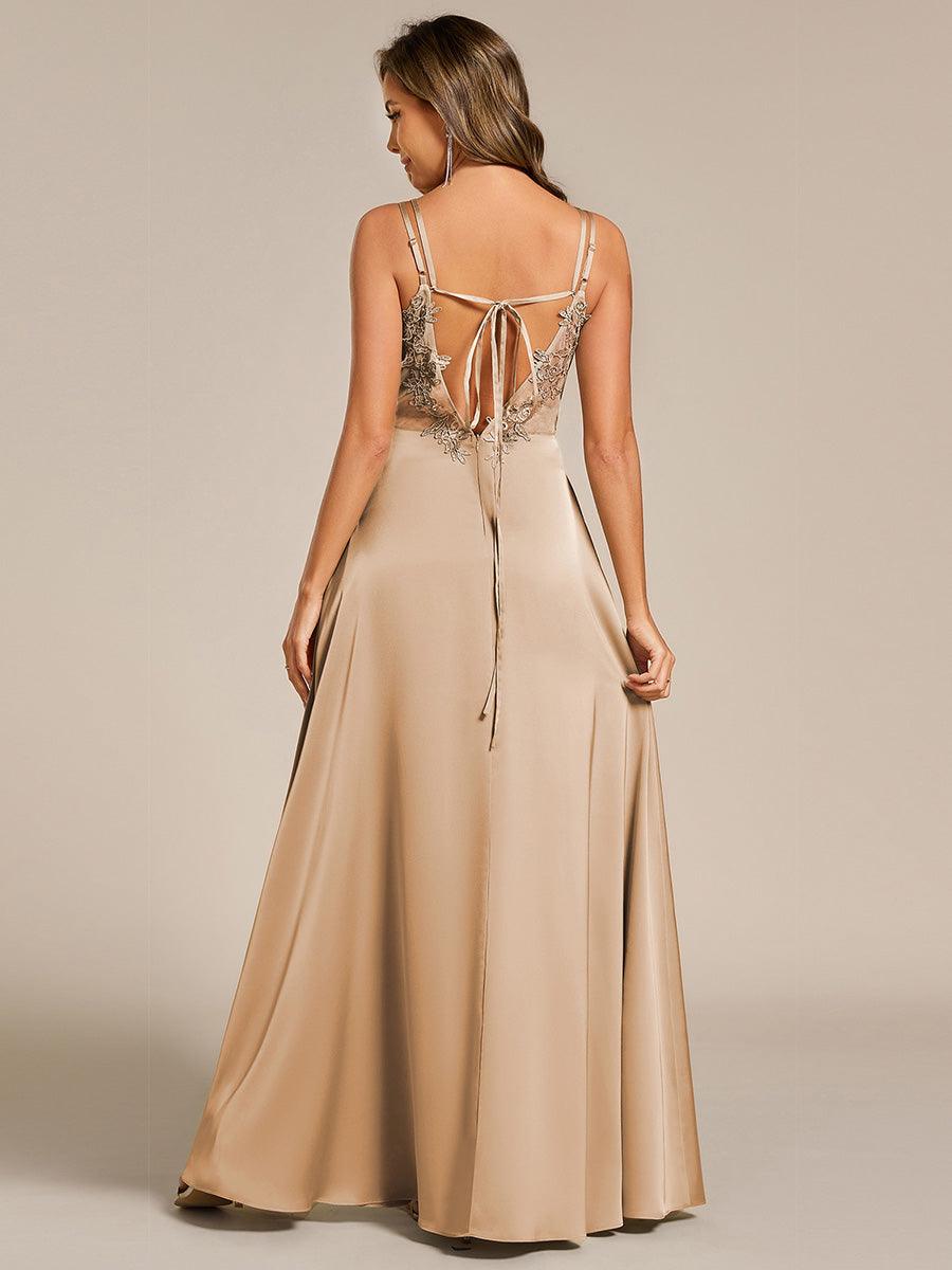 Sleeveless Backless Lace-Up A-Line Satin Bridesmaid Dress - Champagne Sleeveless Backless Lace-Up A-Line Satin Bridesmaid Dress - Champagne