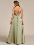 Sleeveless Backless Lace-Up A-Line Satin Bridesmaid Dress – Sage Green