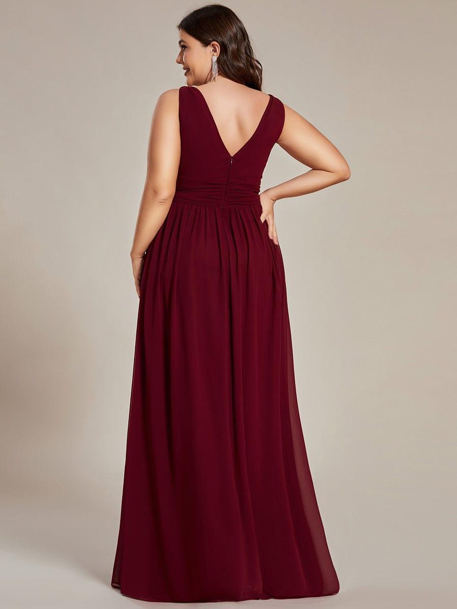 Chiffon Empire Waist Sleeveless Pleated Bridesmaid Dress - Burgundy Chiffon Empire Waist Sleeveless Pleated Bridesmaid Dress - Burgundy