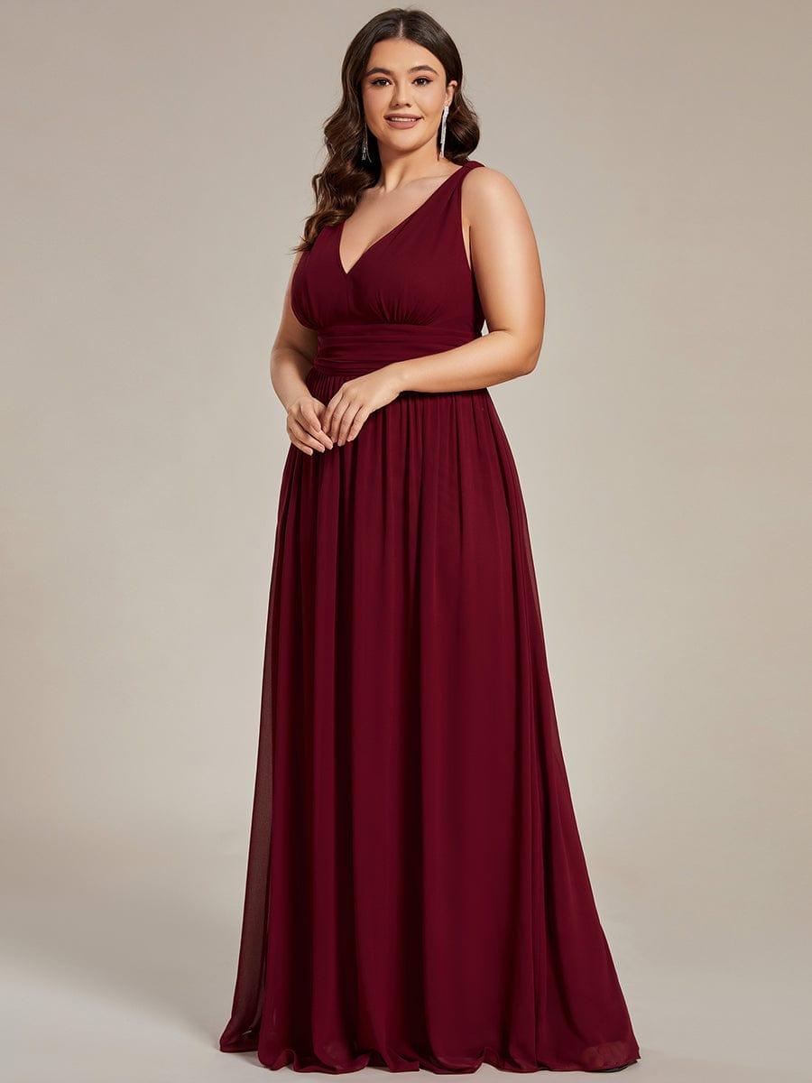Chiffon Empire Waist Sleeveless Pleated Bridesmaid Dress - Burgundy Chiffon Empire Waist Sleeveless Pleated Bridesmaid Dress - Burgundy