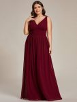 Chiffon Empire Waist Sleeveless Pleated Bridesmaid Dress – Burgundy