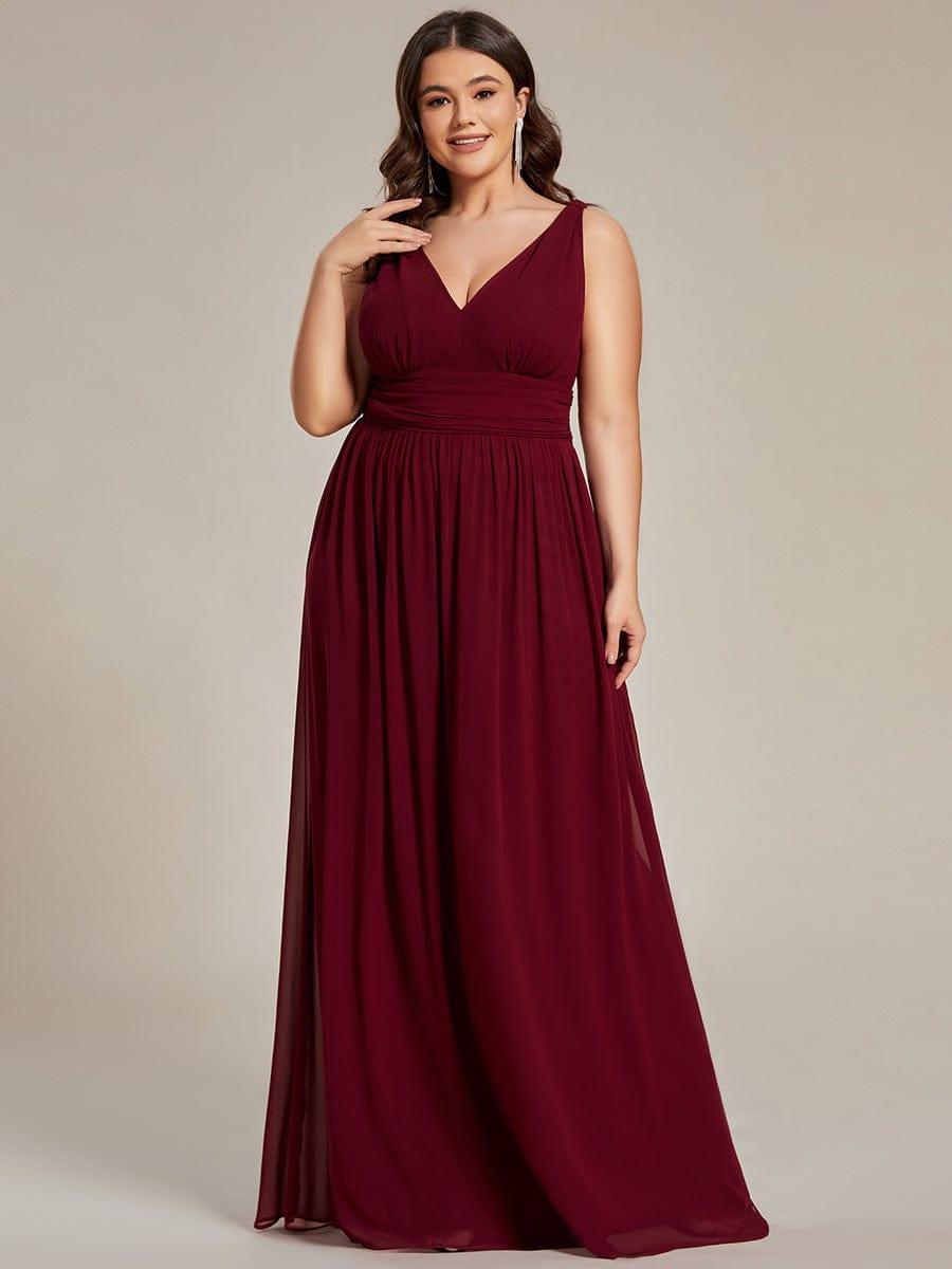 Chiffon Empire Waist Sleeveless Pleated Bridesmaid Dress - Burgundy Chiffon Empire Waist Sleeveless Pleated Bridesmaid Dress - Burgundy