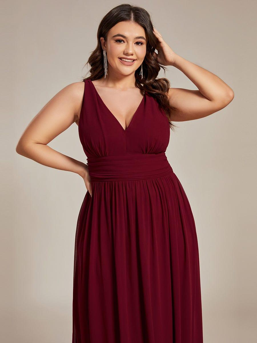 Chiffon Empire Waist Sleeveless Pleated Bridesmaid Dress - Burgundy Chiffon Empire Waist Sleeveless Pleated Bridesmaid Dress - Burgundy