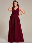 Chiffon Empire Waist Sleeveless Pleated Bridesmaid Dress – Burgundy