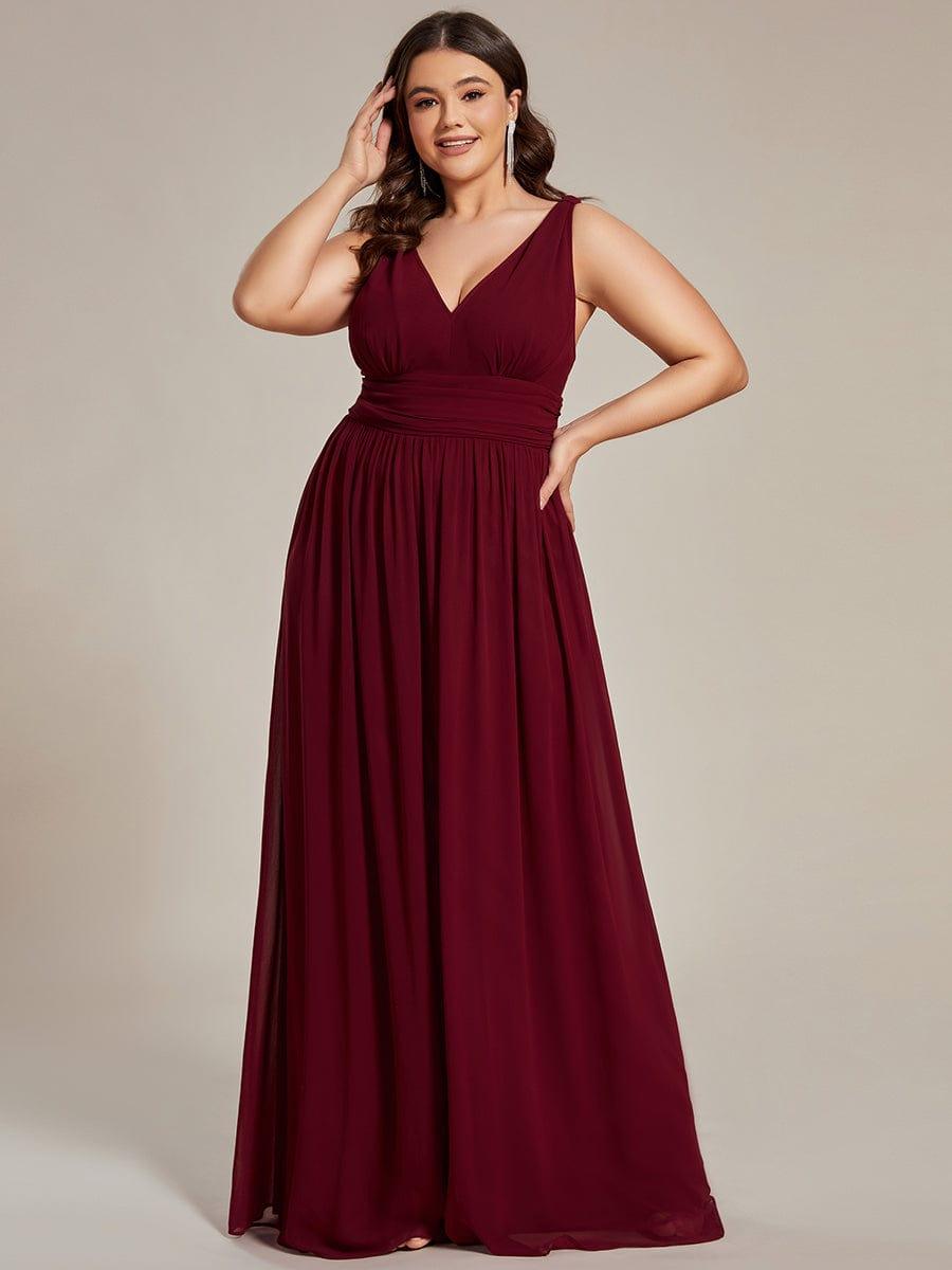 Chiffon Empire Waist Sleeveless Pleated Bridesmaid Dress - Burgundy Chiffon Empire Waist Sleeveless Pleated Bridesmaid Dress - Burgundy