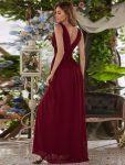 Chiffon Empire Waist Sleeveless Pleated Bridesmaid Dress – Burgundy